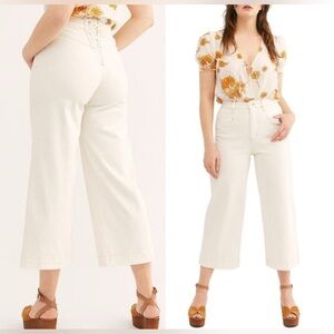 We The Free - Free People CRVY Lace-Up Cropped Wide-Leg Jeans Women’s Size 29